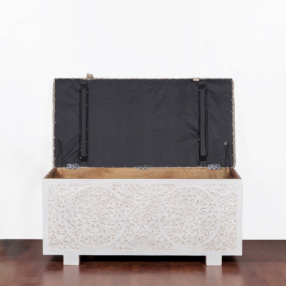 Jaden Wooded Carved Storage Trunk