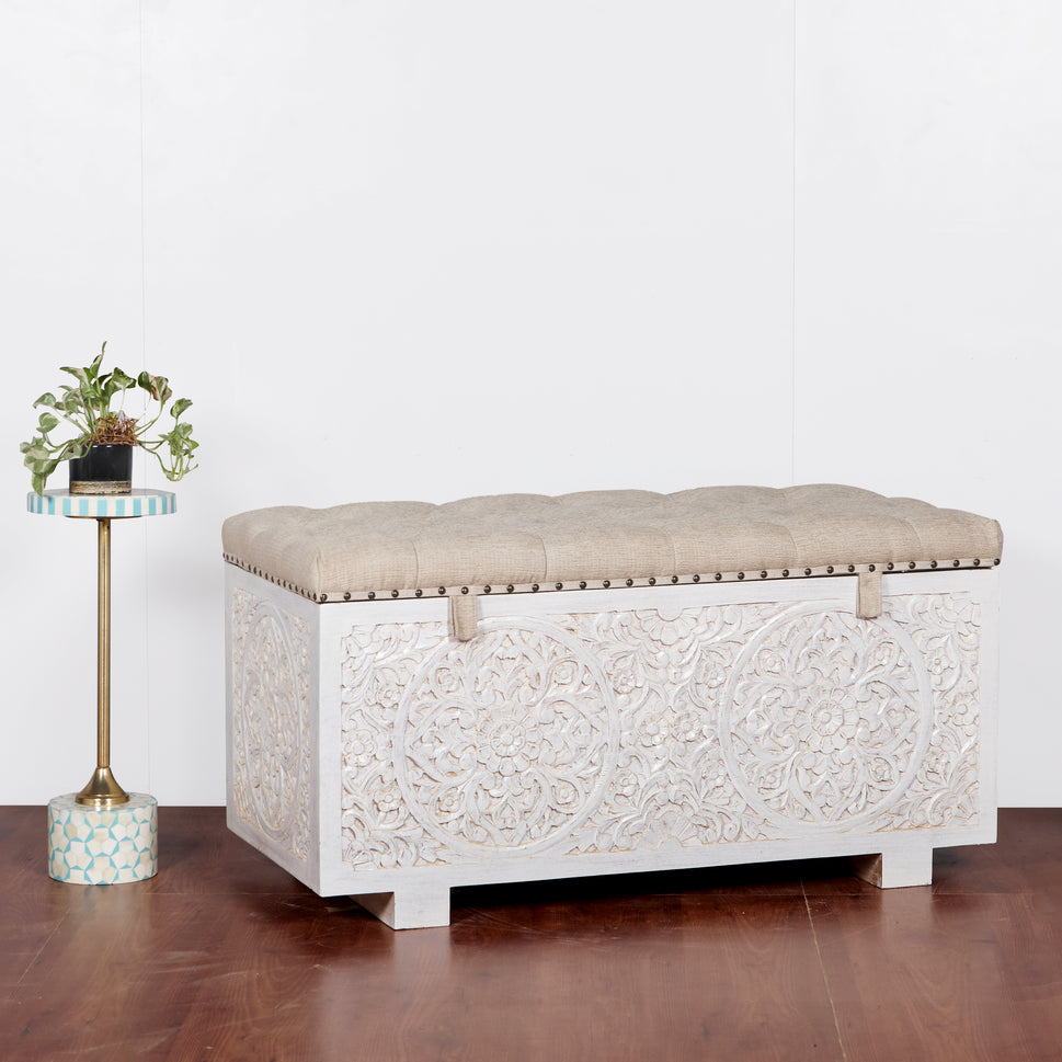 Jaden Wooded Carved Storage Trunk