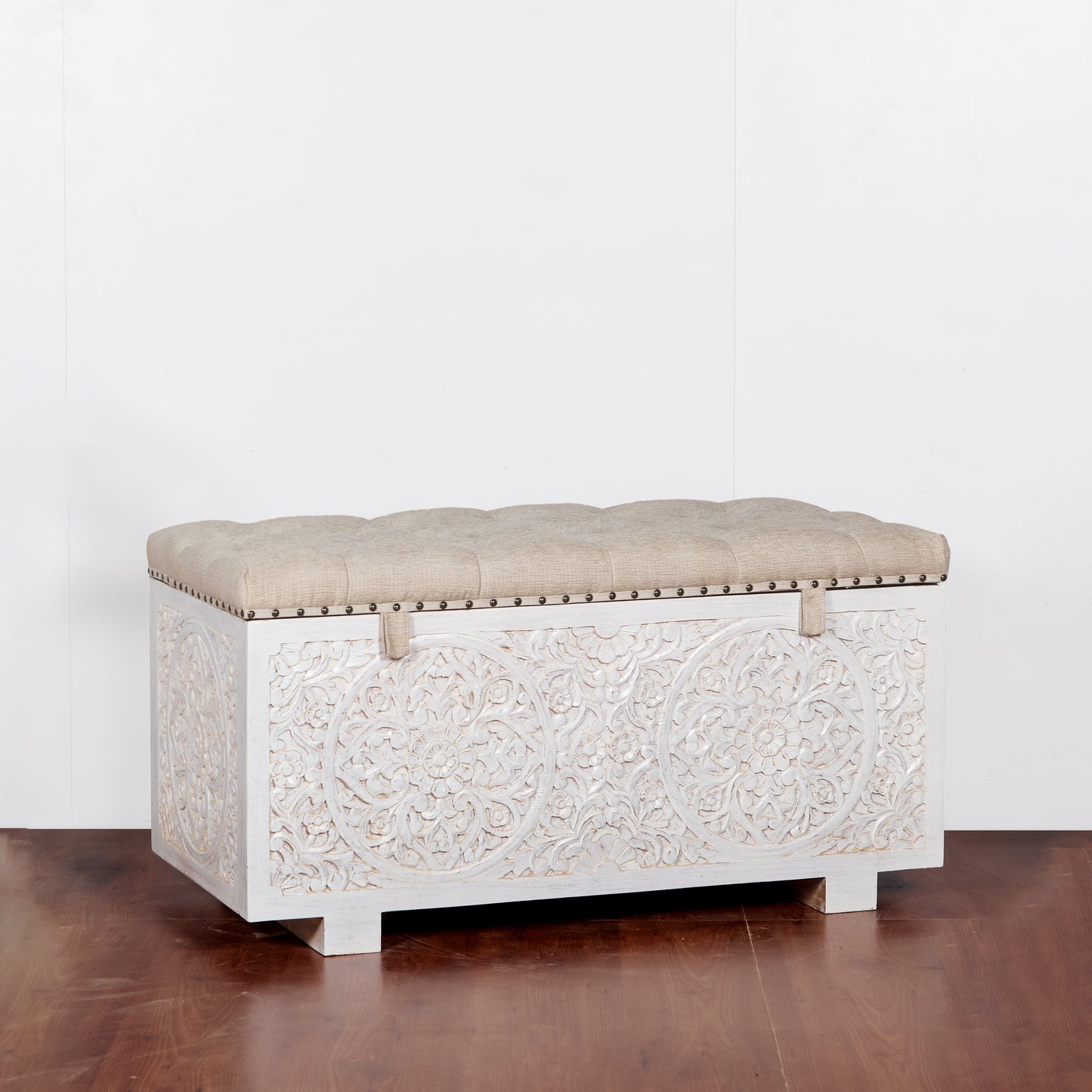 Jaden Wooded Carved Storage Trunk