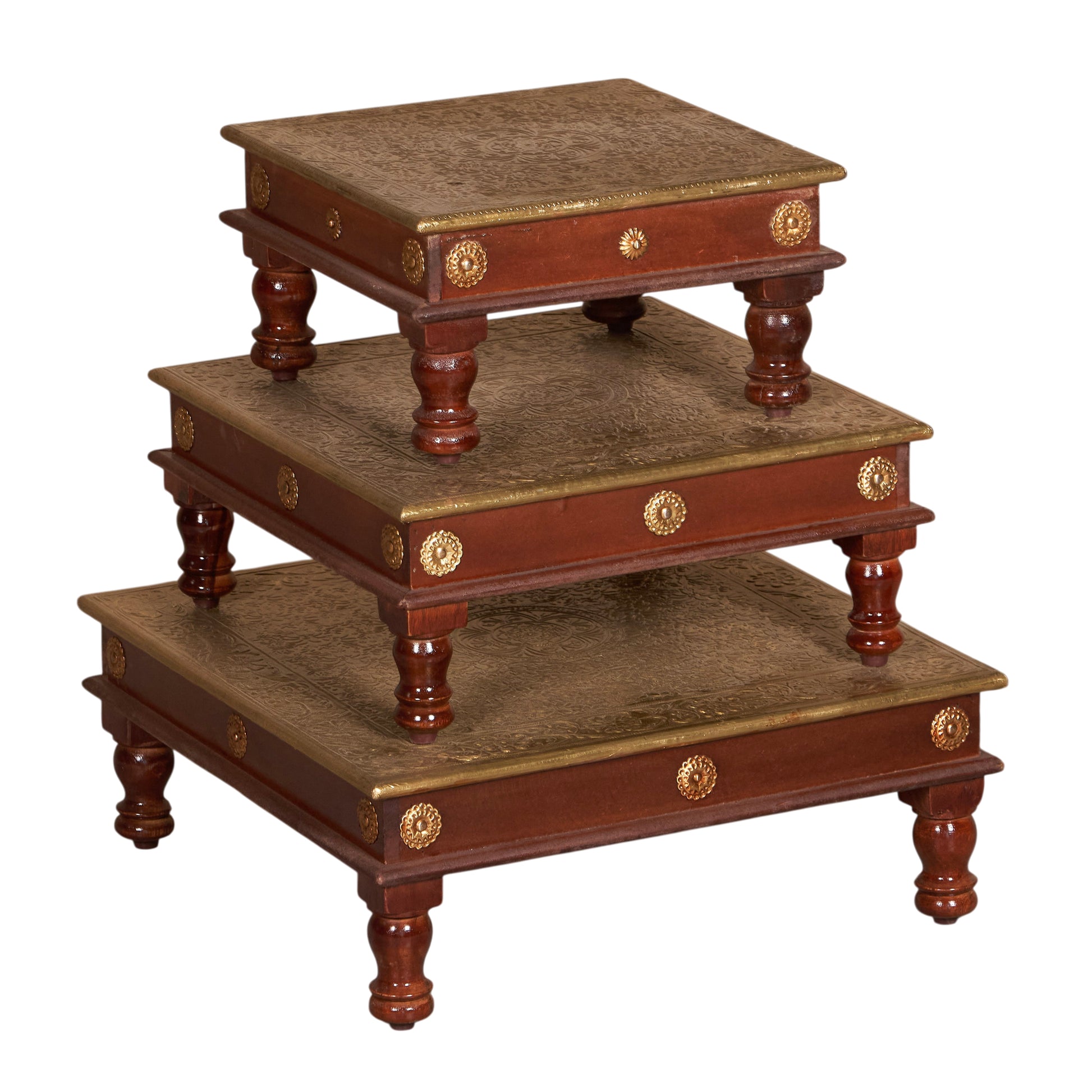 Aadhya Brass Fitted Wooden Chowki Set/3