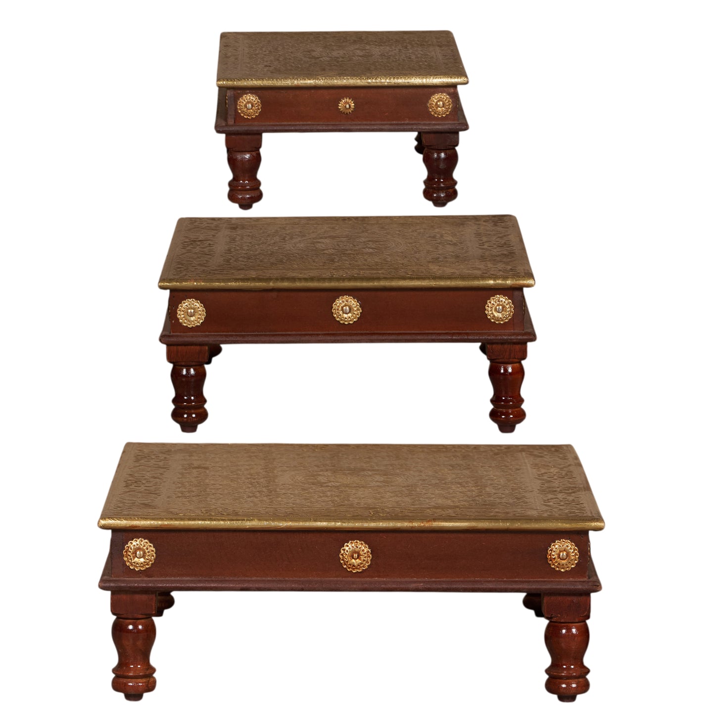Aadhya Brass Fitted Wooden Chowki Set/3
