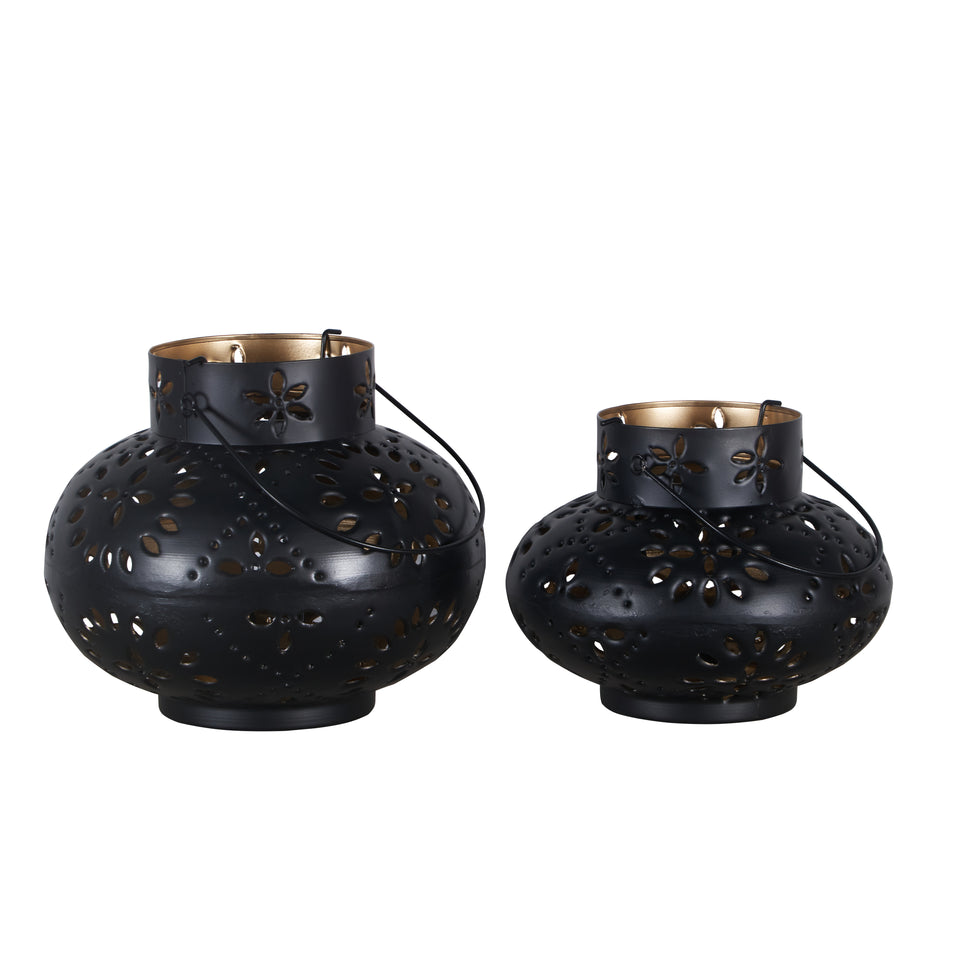 Roohi Antique Brass Finish Lantern Set of 2