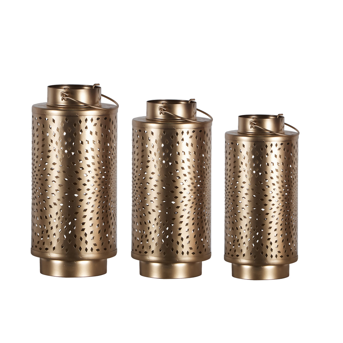 Romi Gold Finish Lantern Set of 3