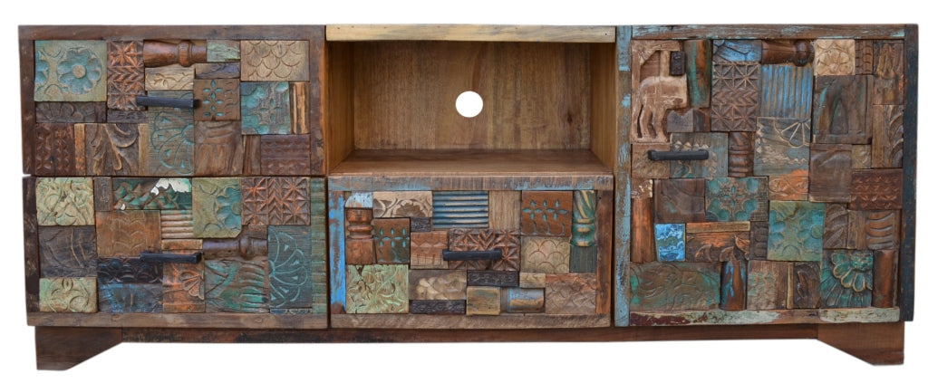 Christopher Hand Carved Wooden TV Cabinet
