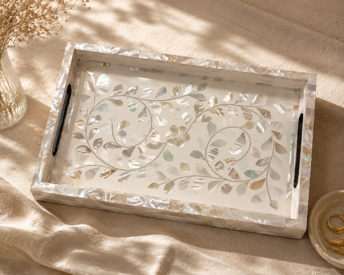Romy Mother of Pearl Inlay Tray with Tray