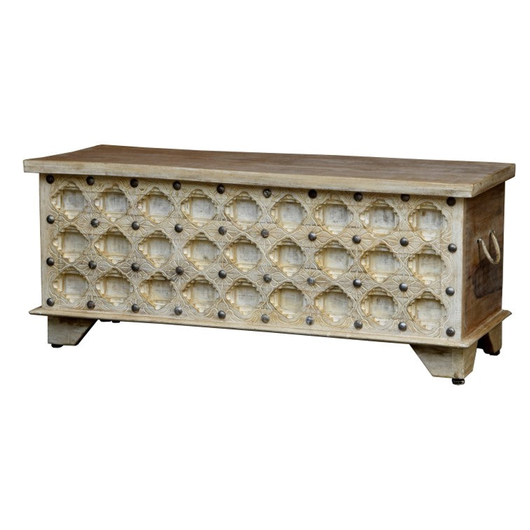 Bella Wooden Carved Storage Trunk
