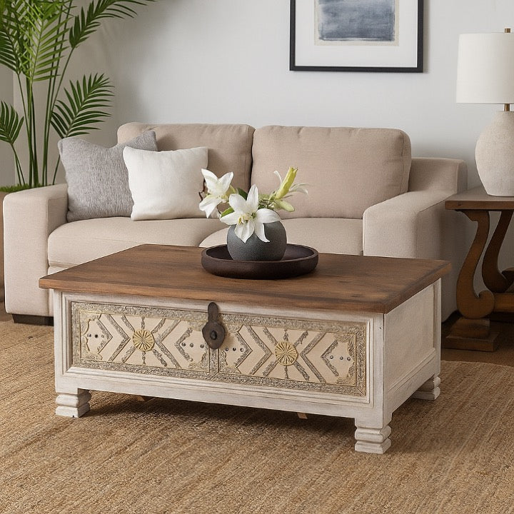 Cibu Carved Wooden Storage Trunk