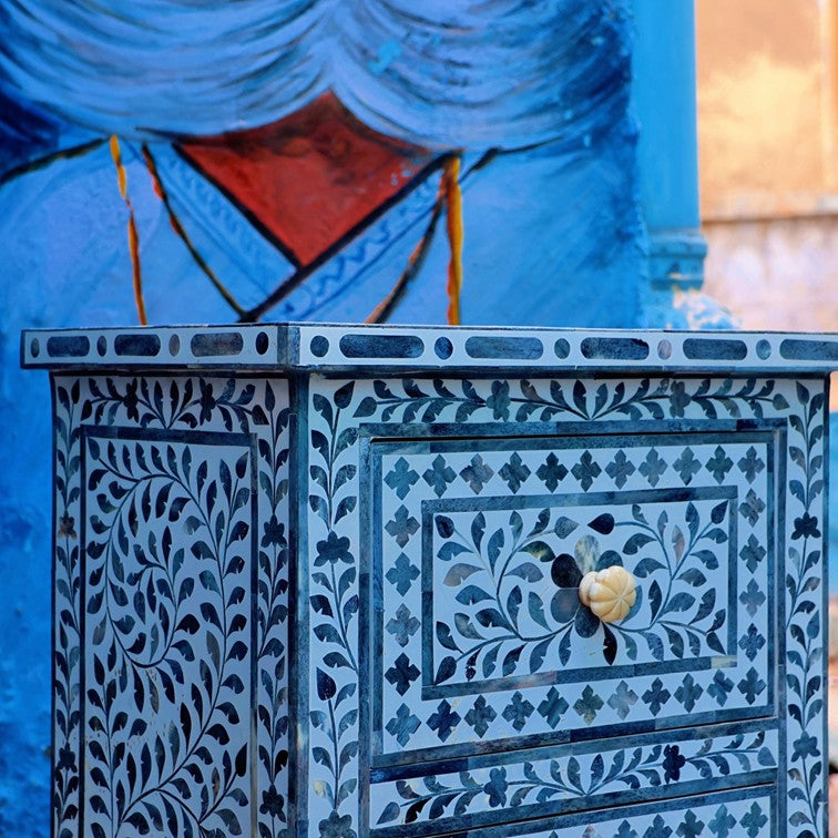 Sagar Bone Inlay Bedside Table