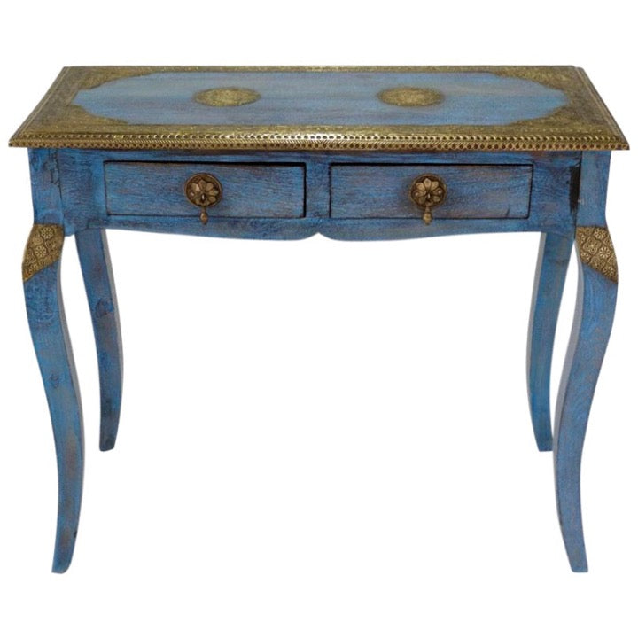 Nathan Wood Brass Inlaid Console Table