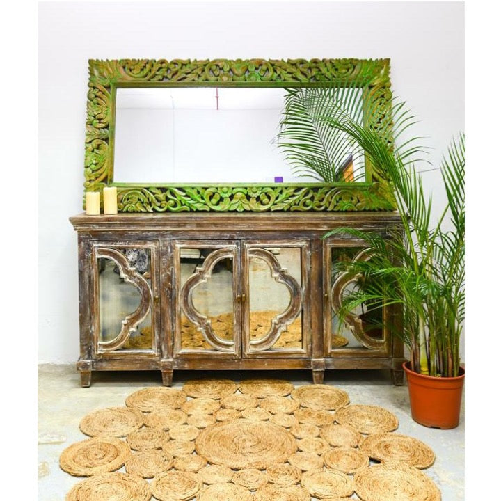 Rebbeca Hand Carved Wooden Mirror