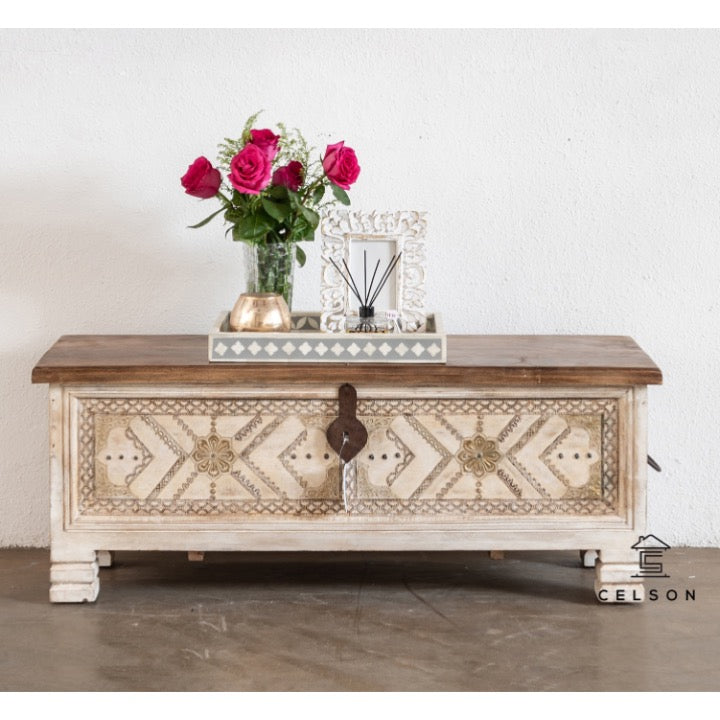 Cibu Carved Wooden Storage Trunk