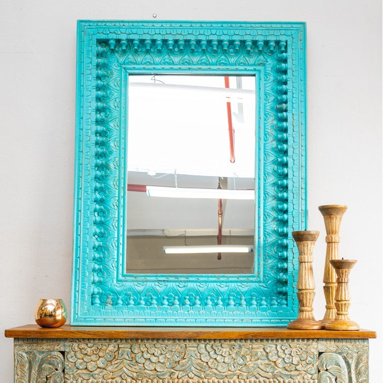 Janet Hand Carved Wooden Mirror