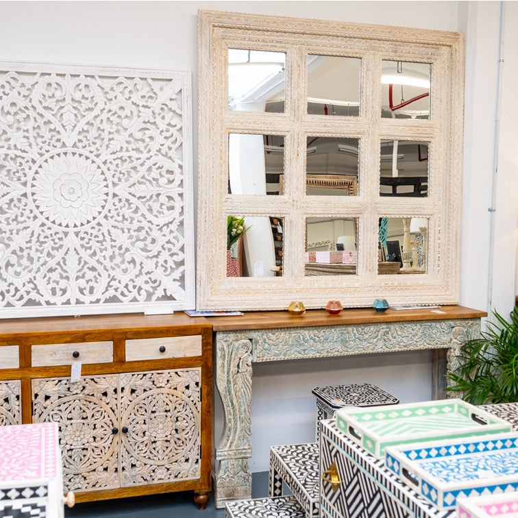 Nova Hand Carved Wooden Mirror