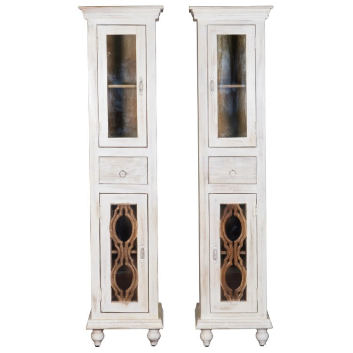 Violet Hand Carved Wooden Bookshelves Set/2