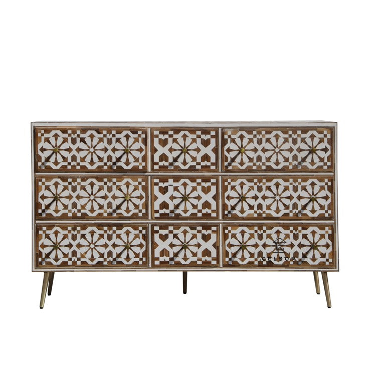 Janice Wood Inlay Chest of Drawer