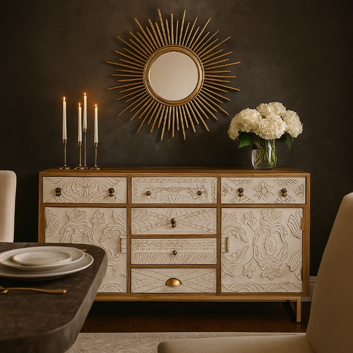 Riva Hand Carved Wooden Side Board