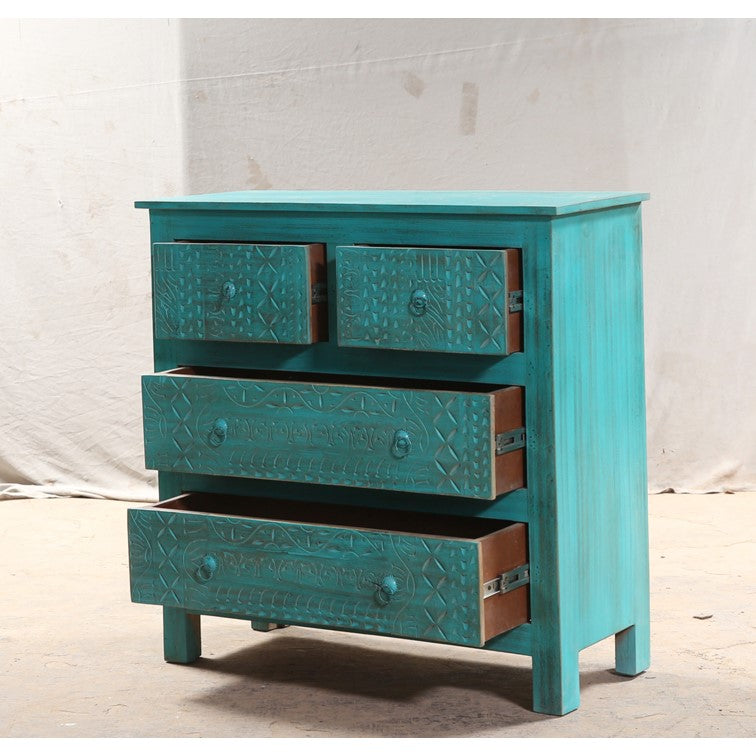 Liva Carved Wooden Chest of Drawer