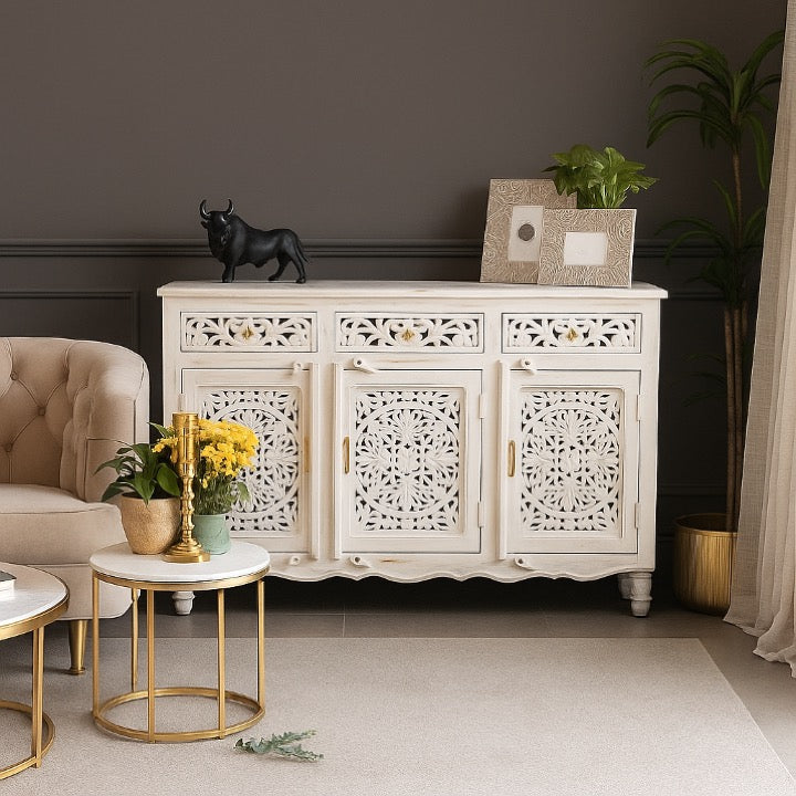Sarah Hand Carved Wooden Sideboard