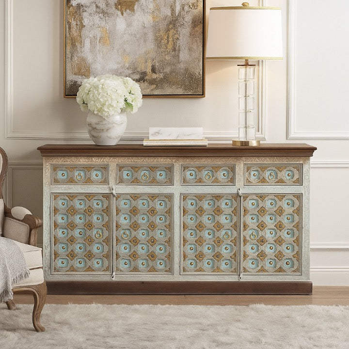 Wiki Hand Carved Wooden Sideboard