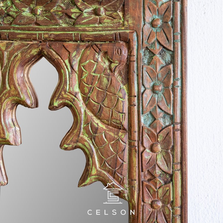 Rama Hand Carved Wooden Mirror