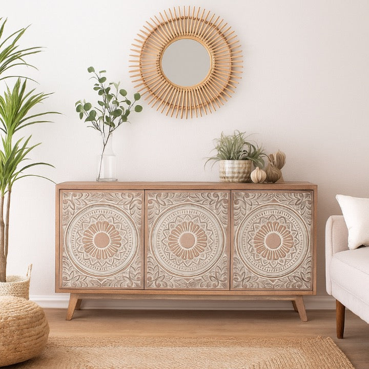 Criss Hand Carved Sideboard