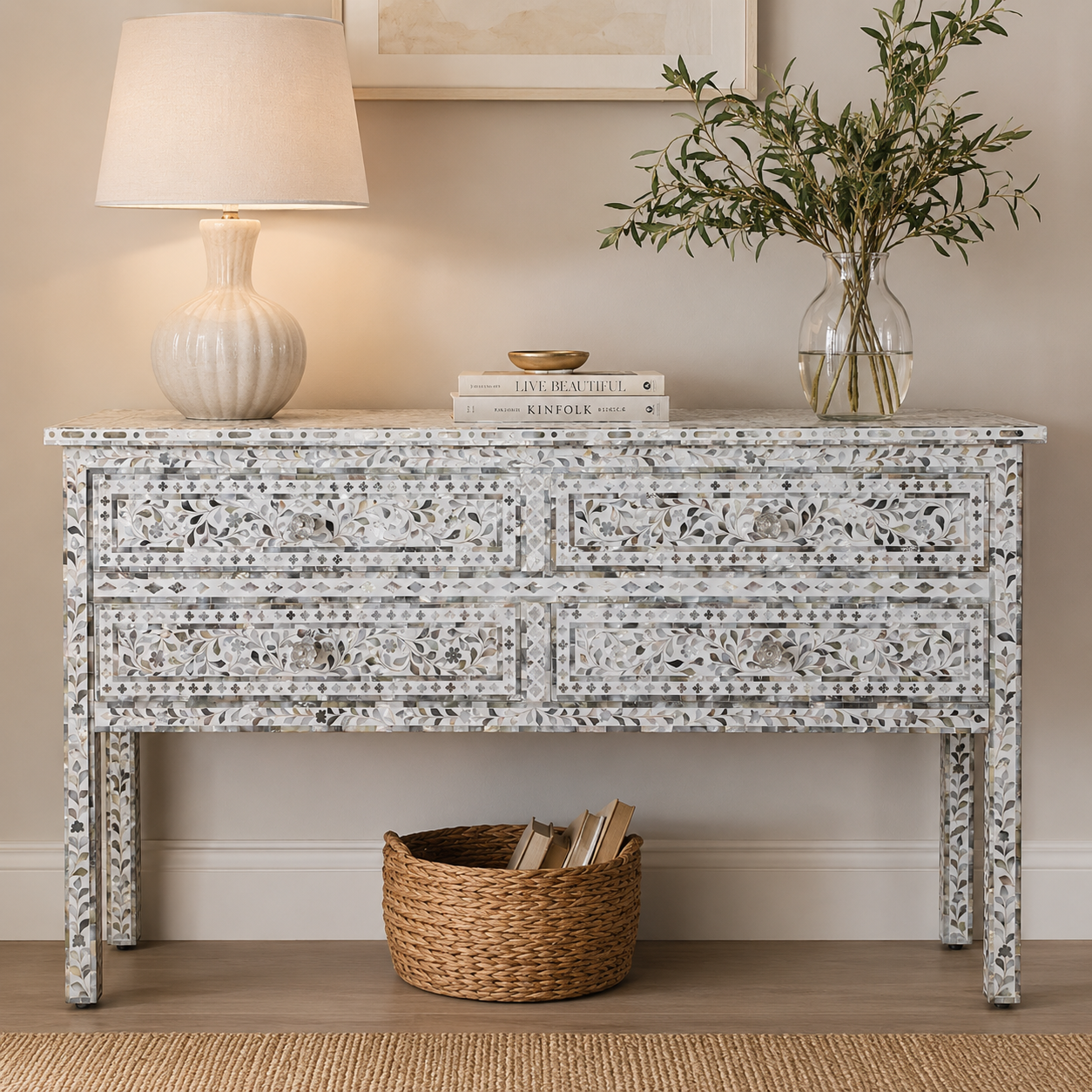 Porter Mother of Pearl Inlay Console Table
