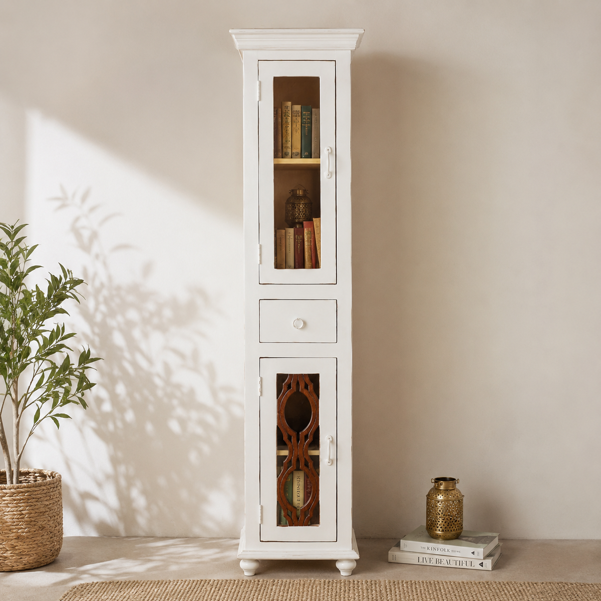 Violet Hand Carved Wooden Bookshelves