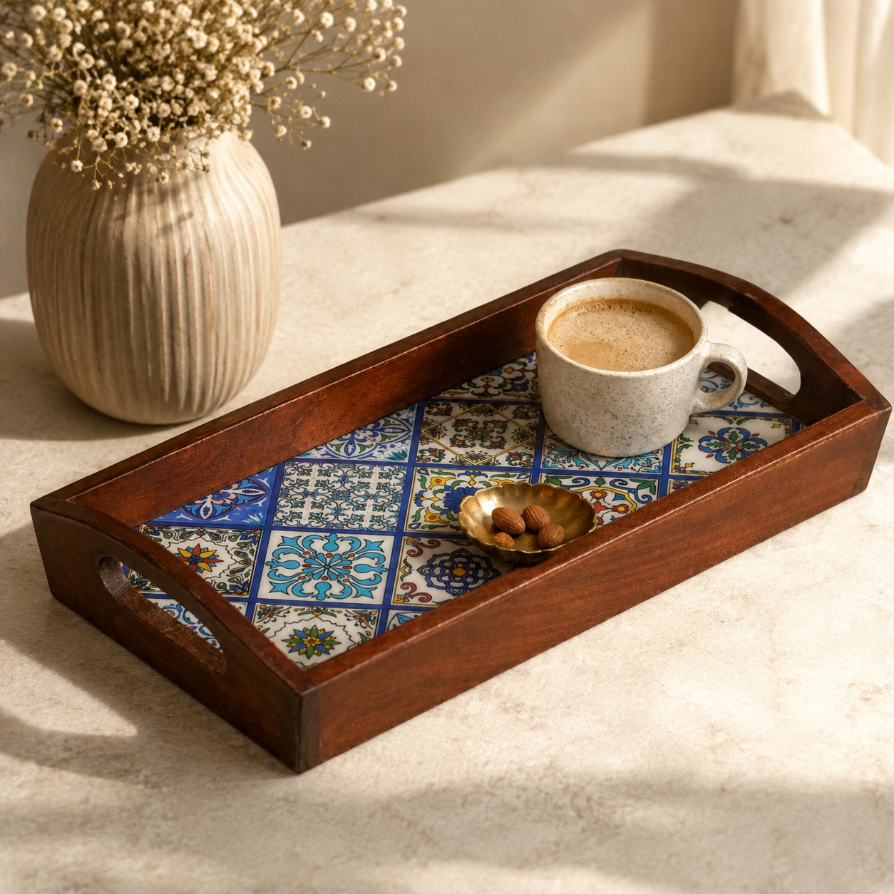 Leena Wooden Tile Tray