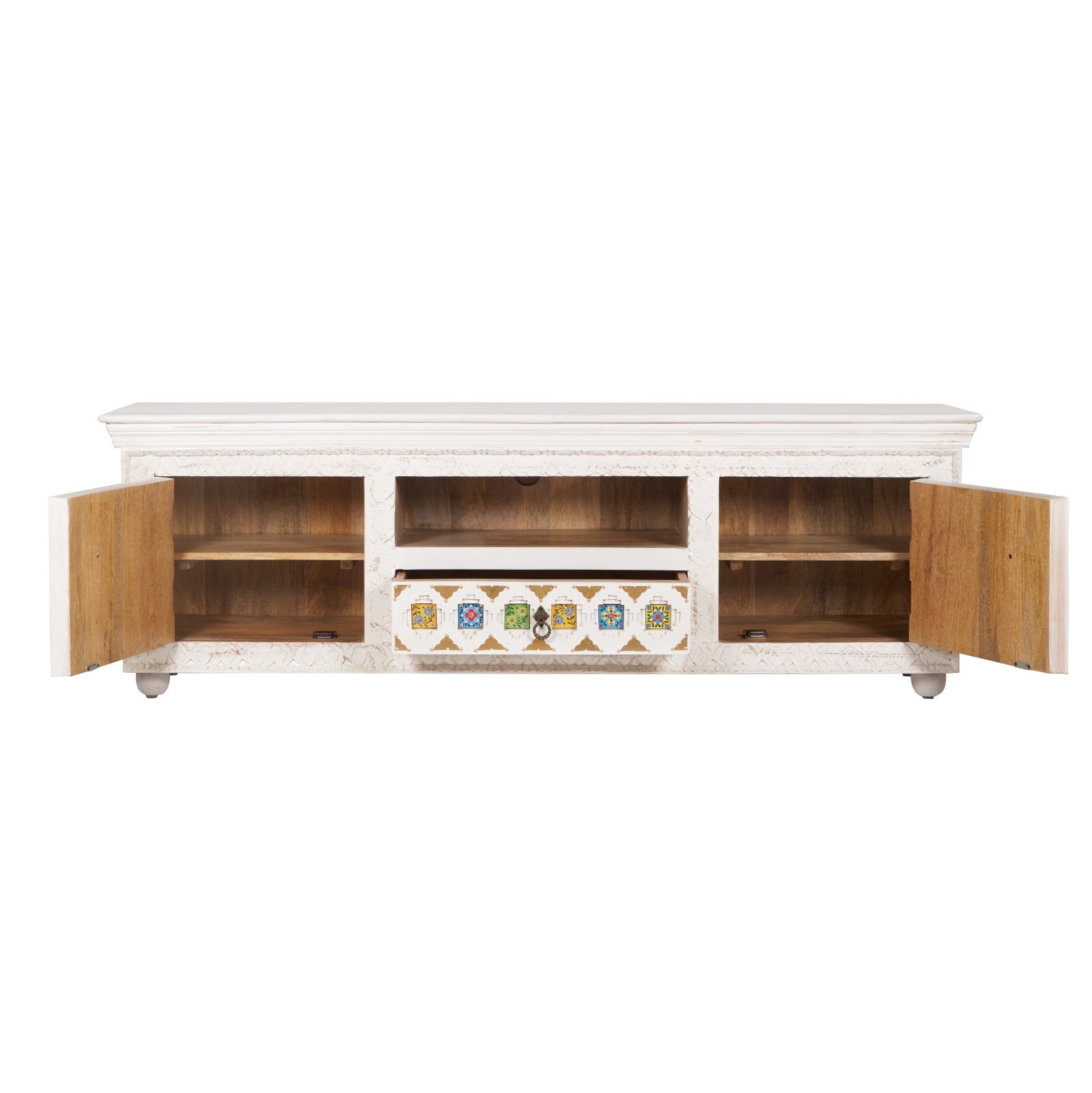 Delphine Hand Carved Tile TV Cabinet