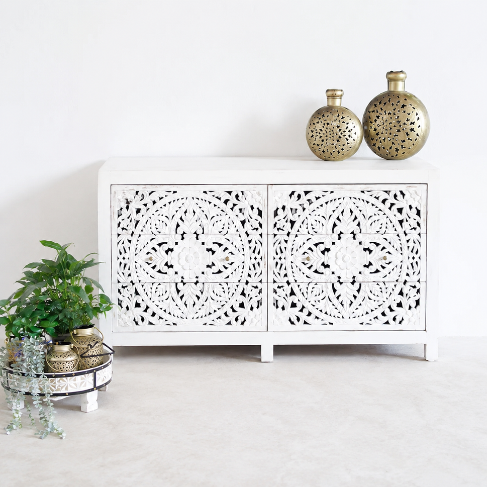 Elyana Carved Wooden Chest of Drawer