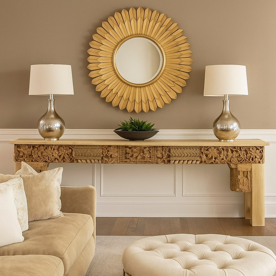 Bheema Hand Carved Wooden Console Table
