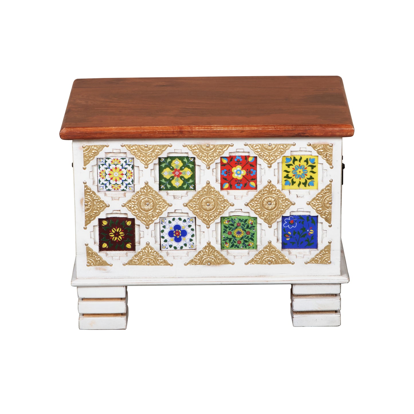Jason Carved Tile Storage Trunk