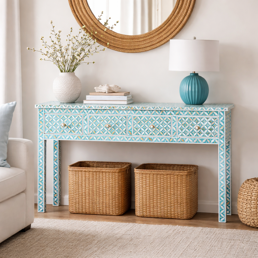 Alvin Mother of Pearl Inlay Console Table