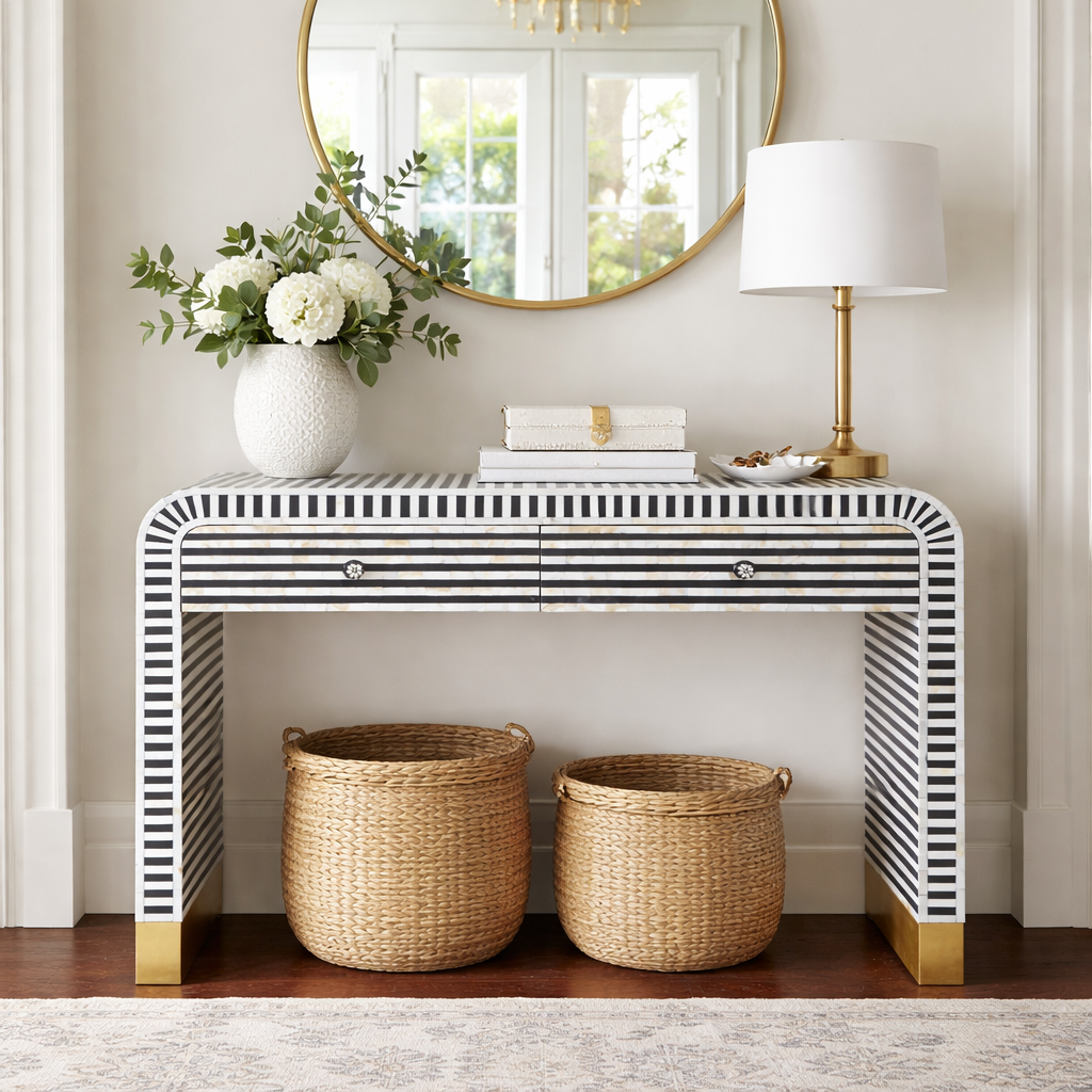 Nora Mother of Pearl Inlay Console Table