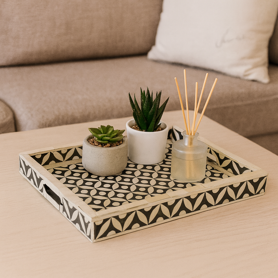 Hilary Bone Inlay Geometrical Pattern Tray