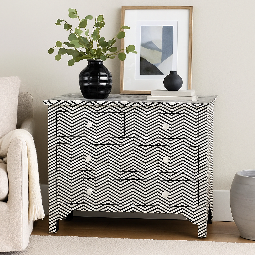 Vanya Bone Inlay Chest of Drawer