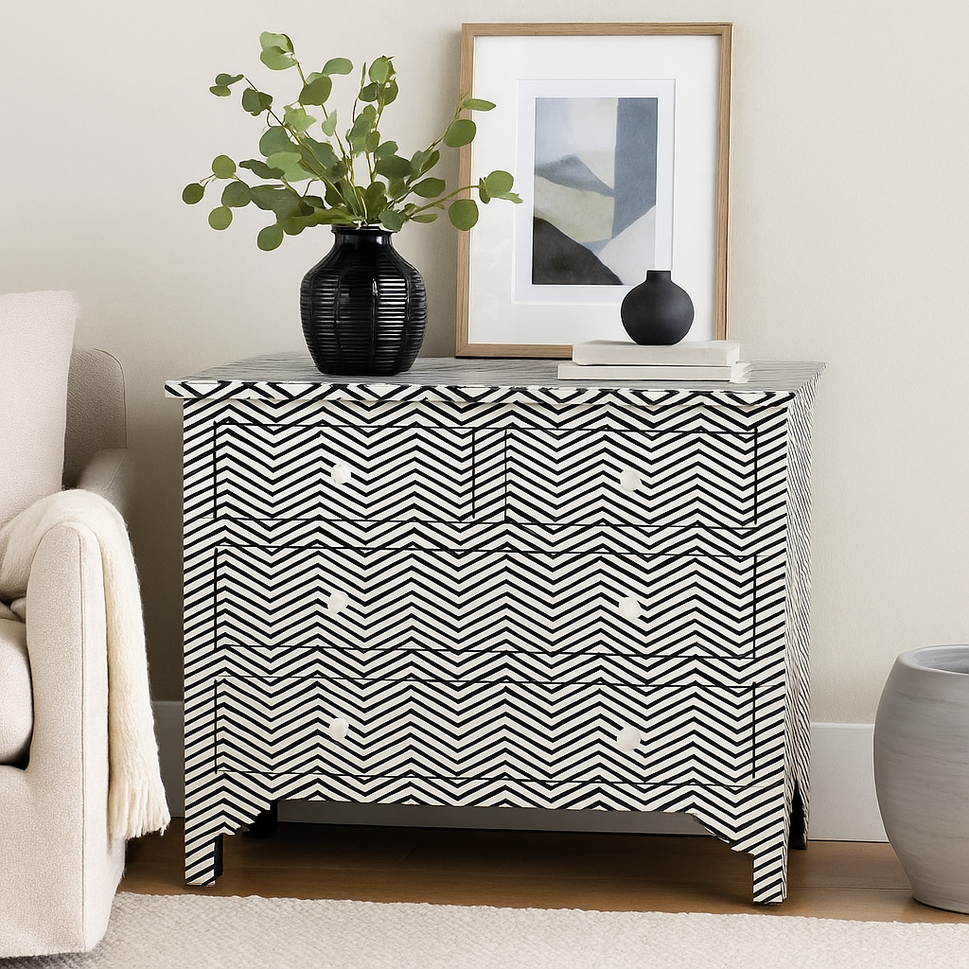 Vanya Bone Inlay Chest of Drawer