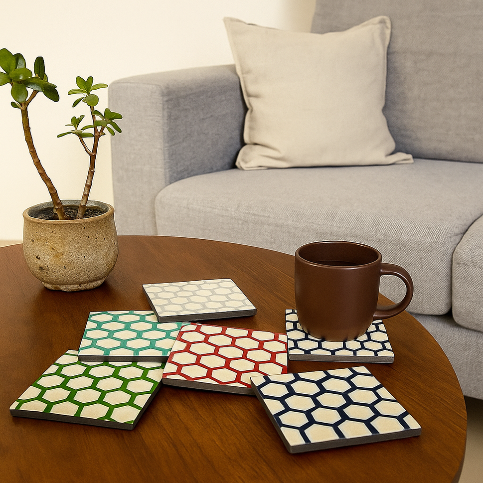 Honey Bone Inlay Coasters