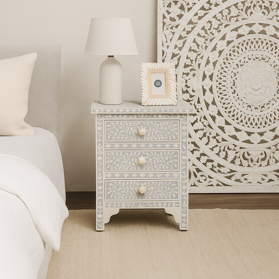 Emna Resin Inlay Bedside Table