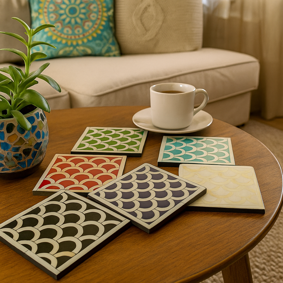 Fish Scale Bone Inlay Coaster