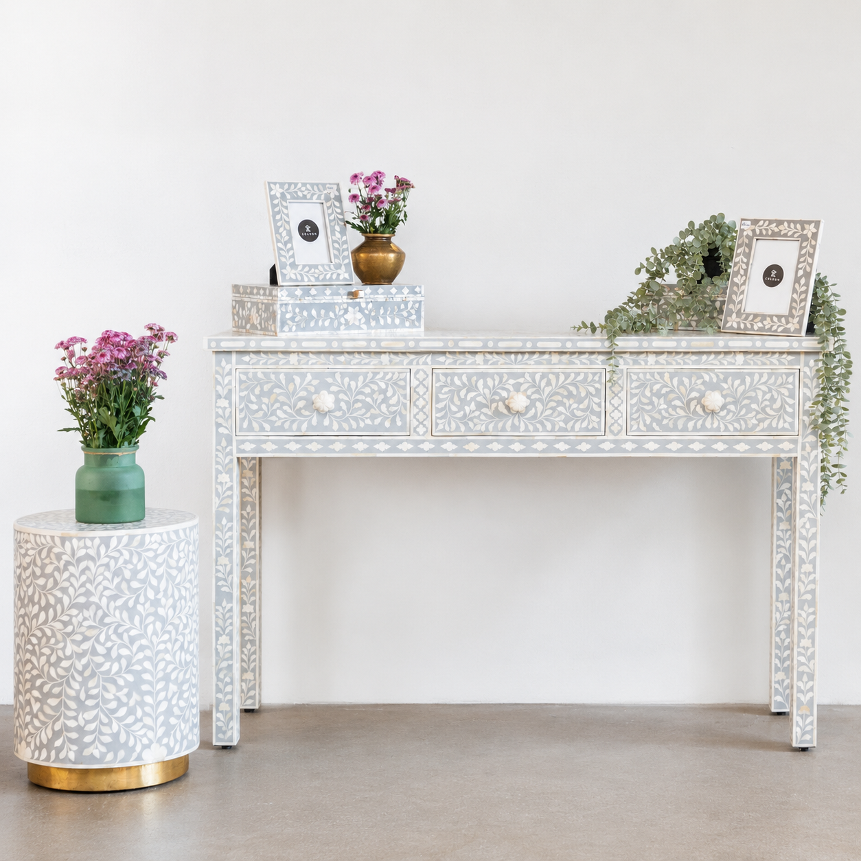 Brusky Bone Inlay Console Table
