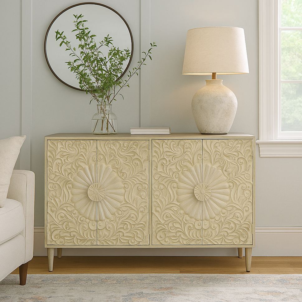 Evie Hand Carved Side Board
