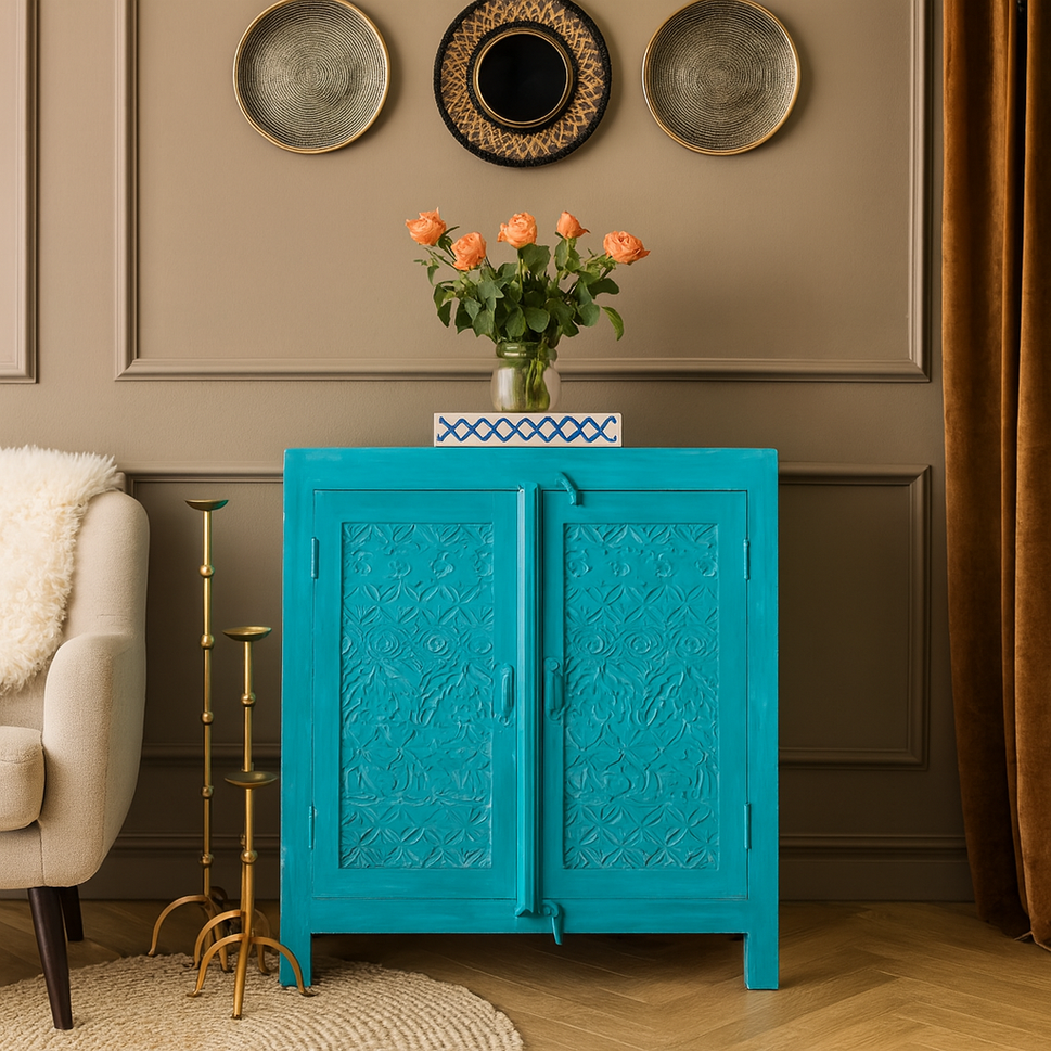 Nancy Carved Wooden Chest