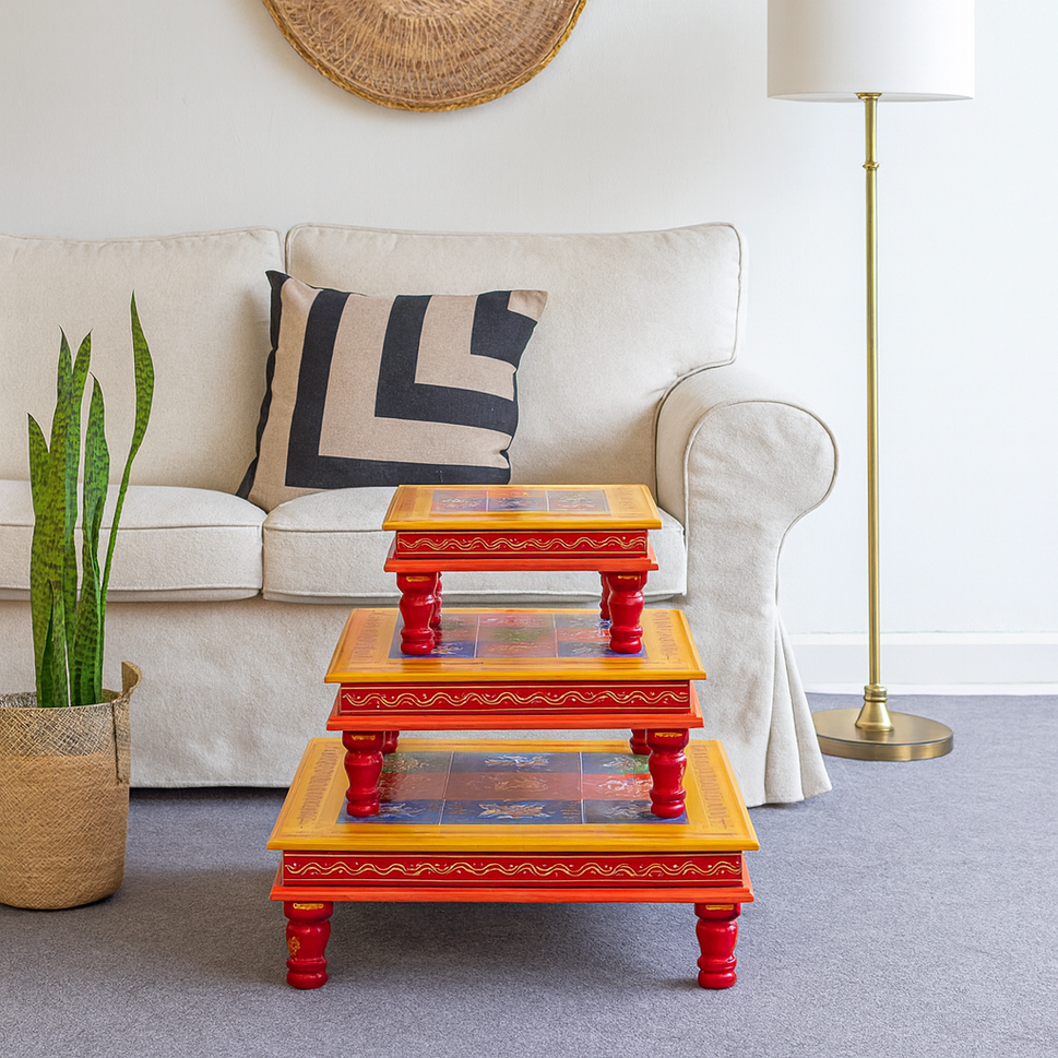 Marie Hand Painted Wooden Stool
