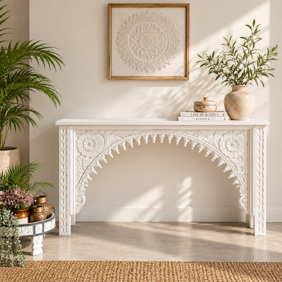 David Hand Carved Console Table