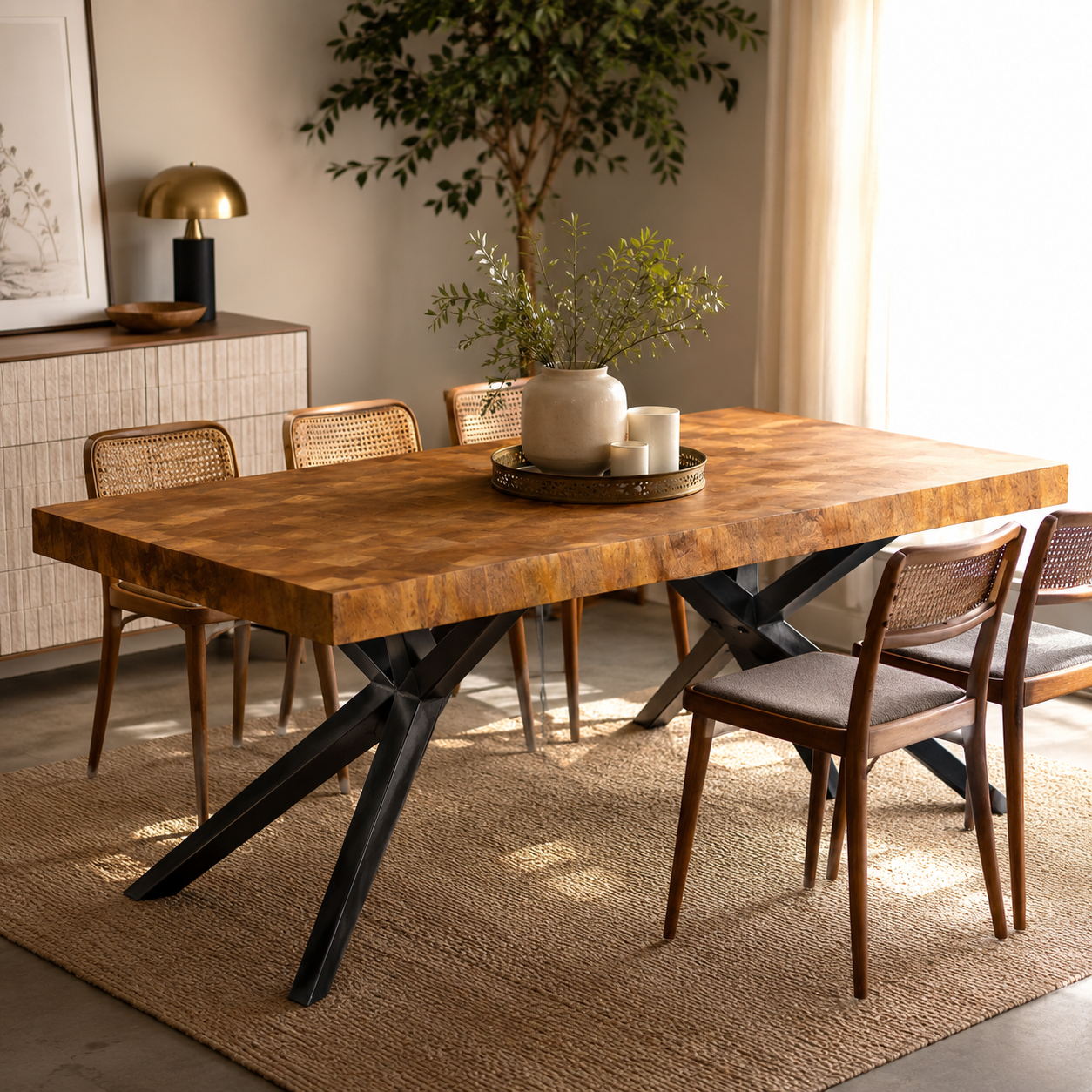 Krishiv Hand Carved Wooden Dining Table