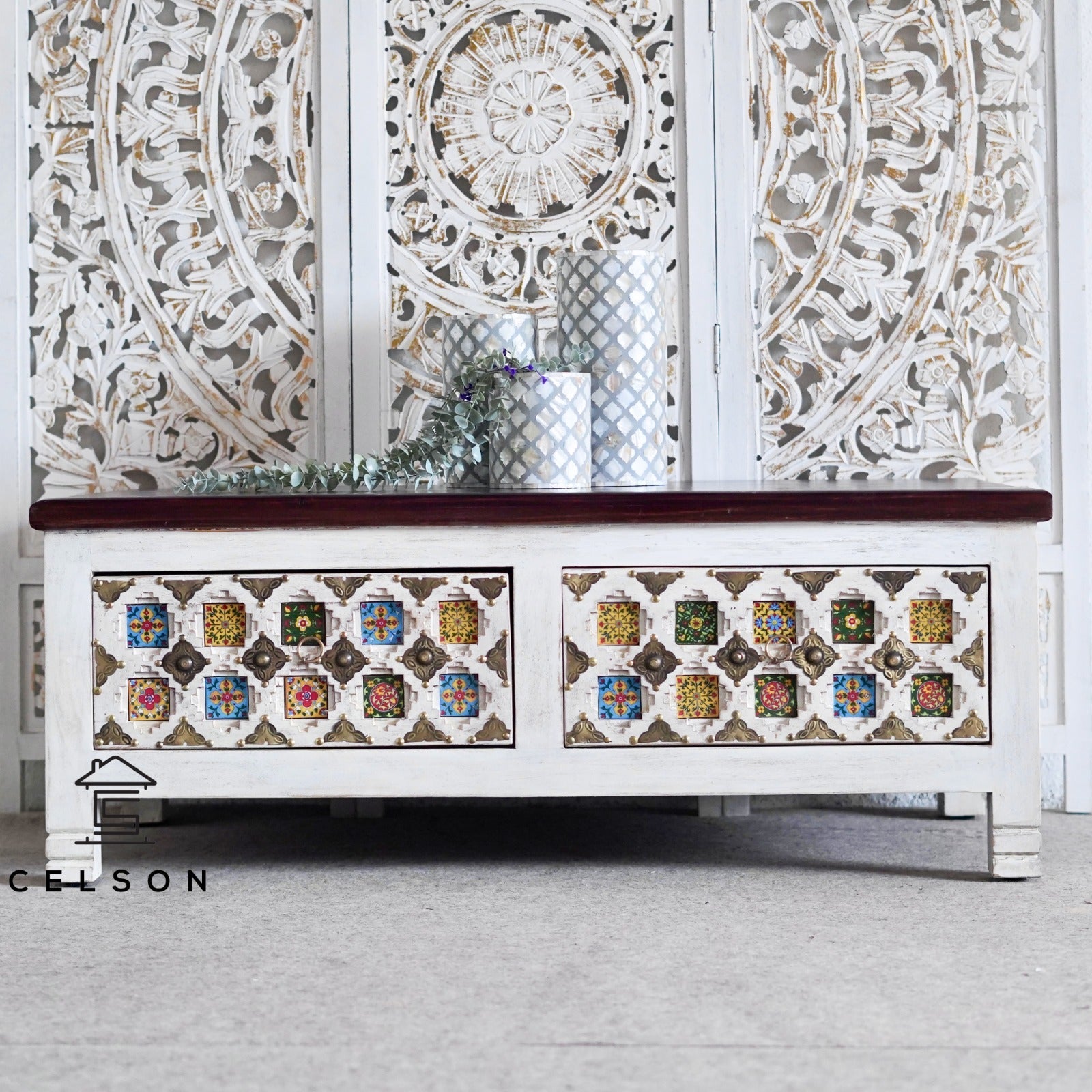 Kashvi Carved Tile Coffee Table