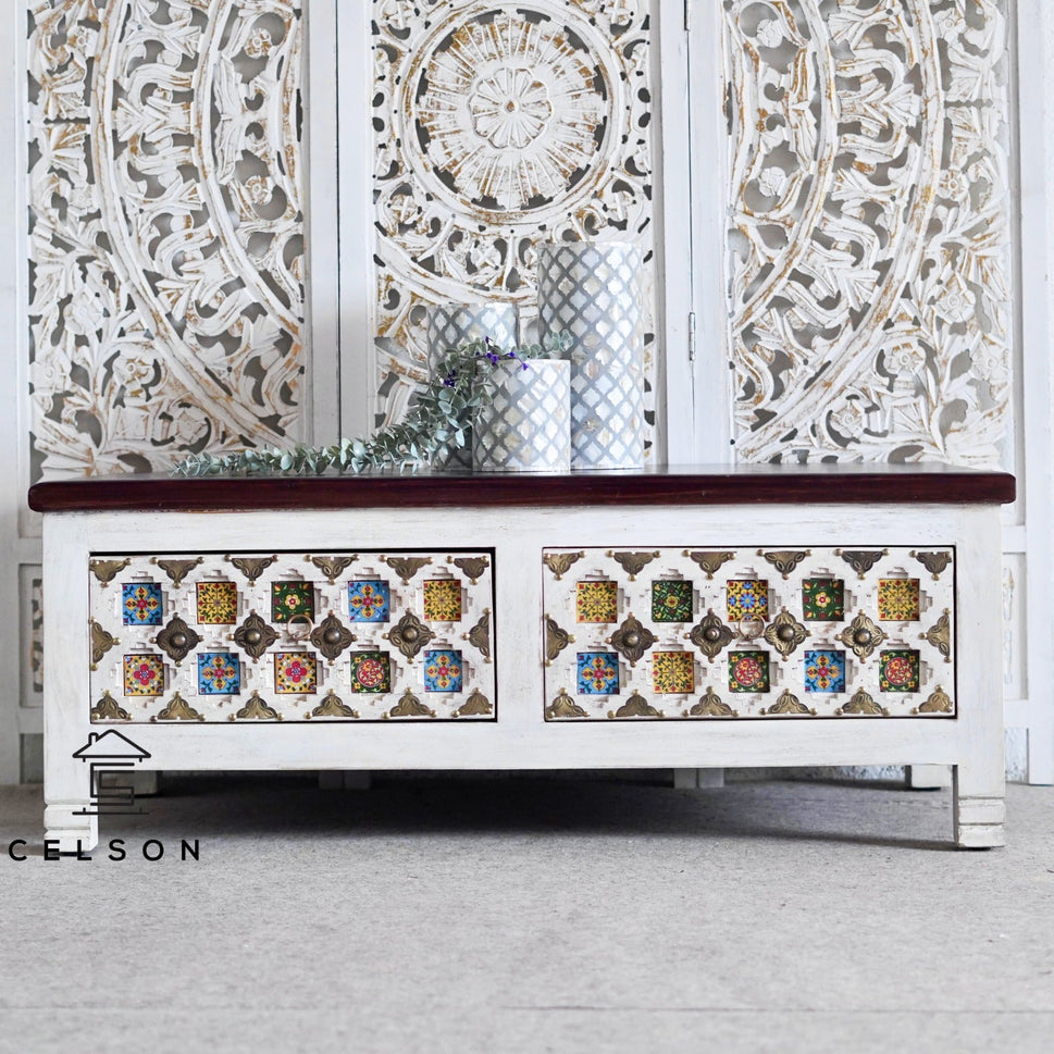 Kashvi Carved Tile Coffee Table