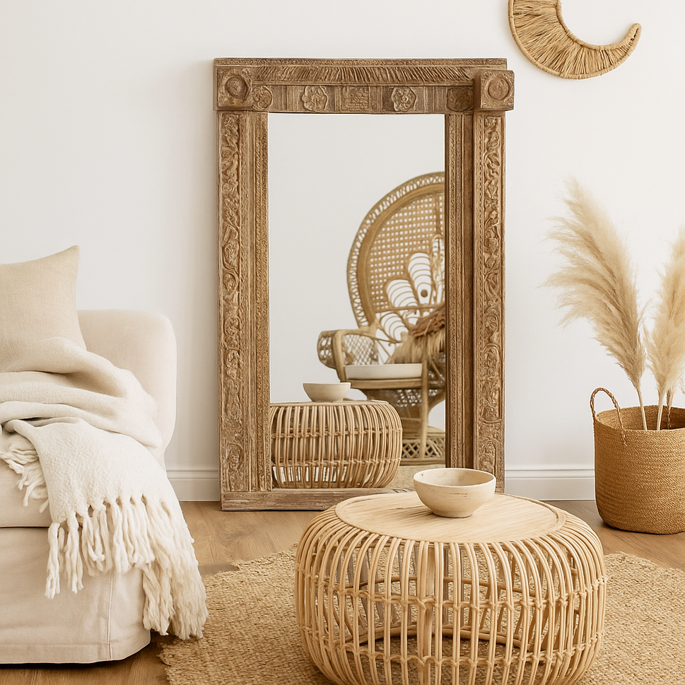 Aazad Wooden Hand Carved Mirror