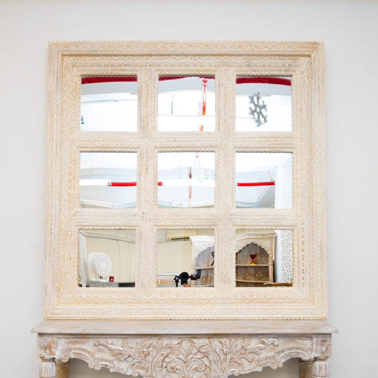 Nova Hand Carved Wooden Mirror